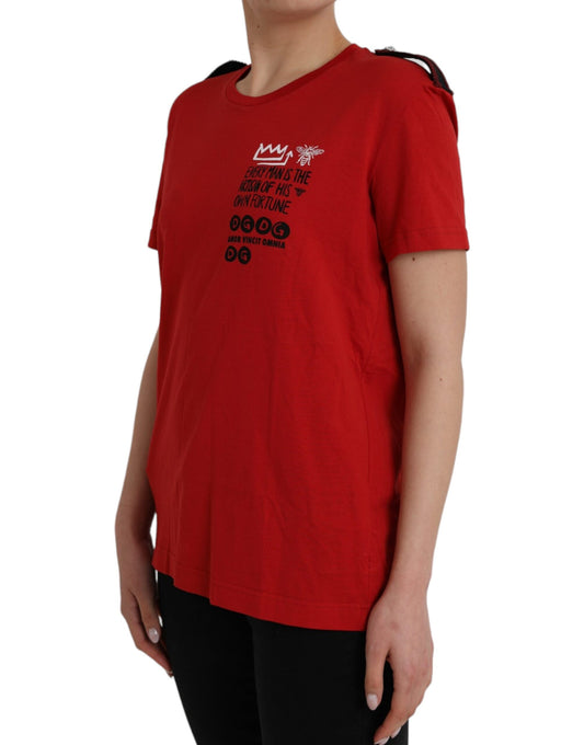 T-shirt girocollo con stampa grafica in cotone rosso Dolce &amp; Gabbana