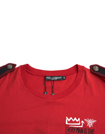 T-shirt girocollo con stampa grafica in cotone rosso Dolce &amp; Gabbana
