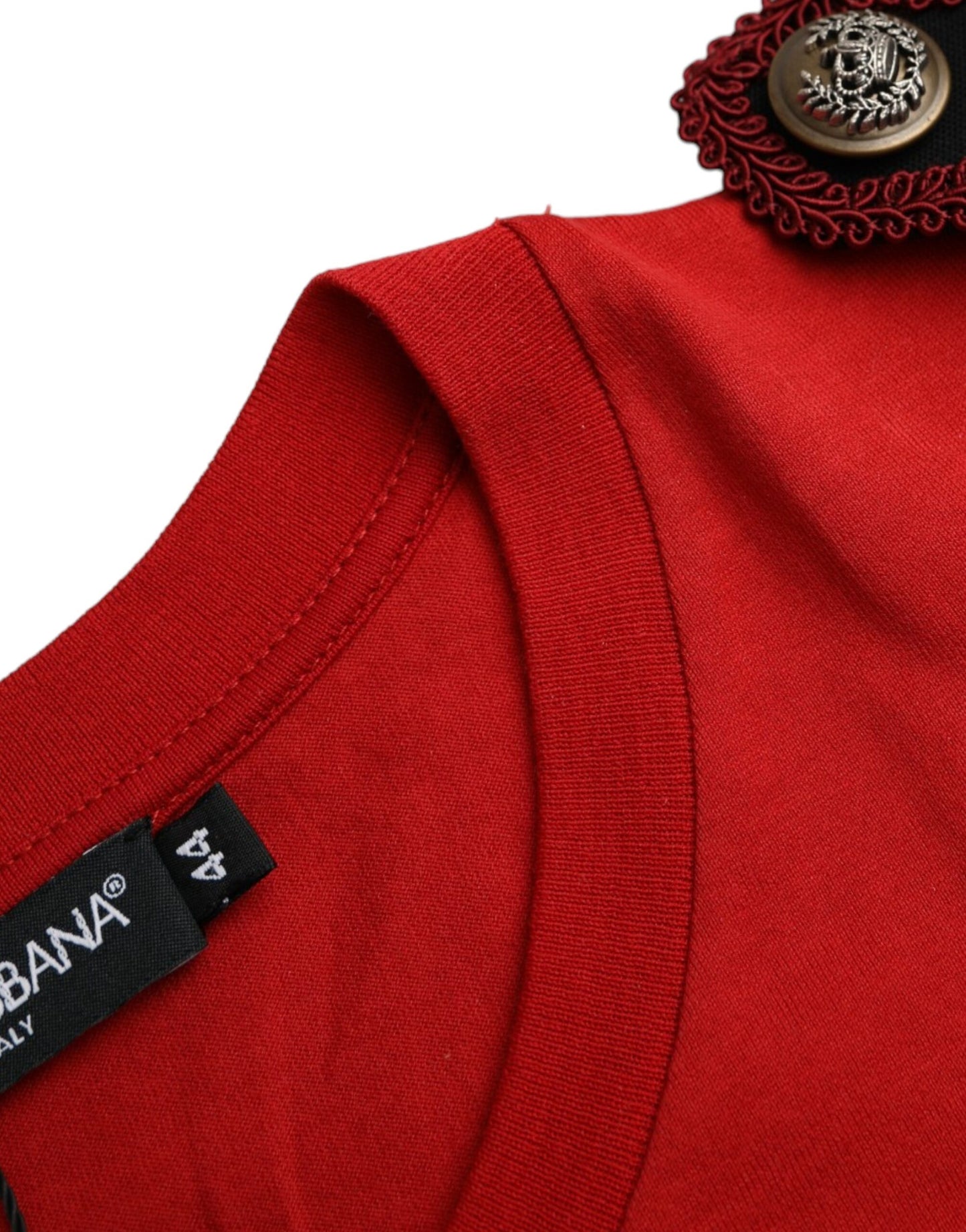 T-shirt girocollo con stampa grafica in cotone rosso Dolce &amp; Gabbana