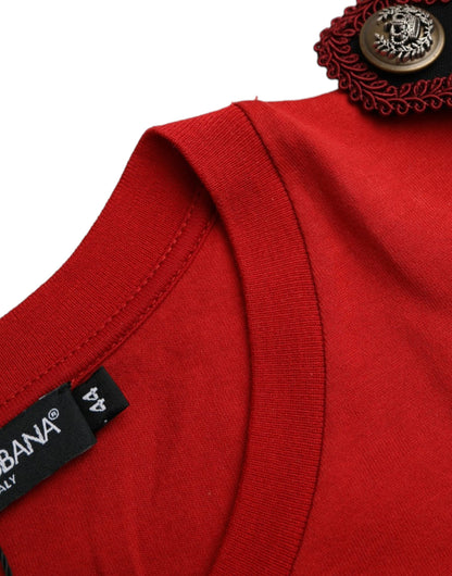 T-shirt girocollo con stampa grafica in cotone rosso Dolce &amp; Gabbana
