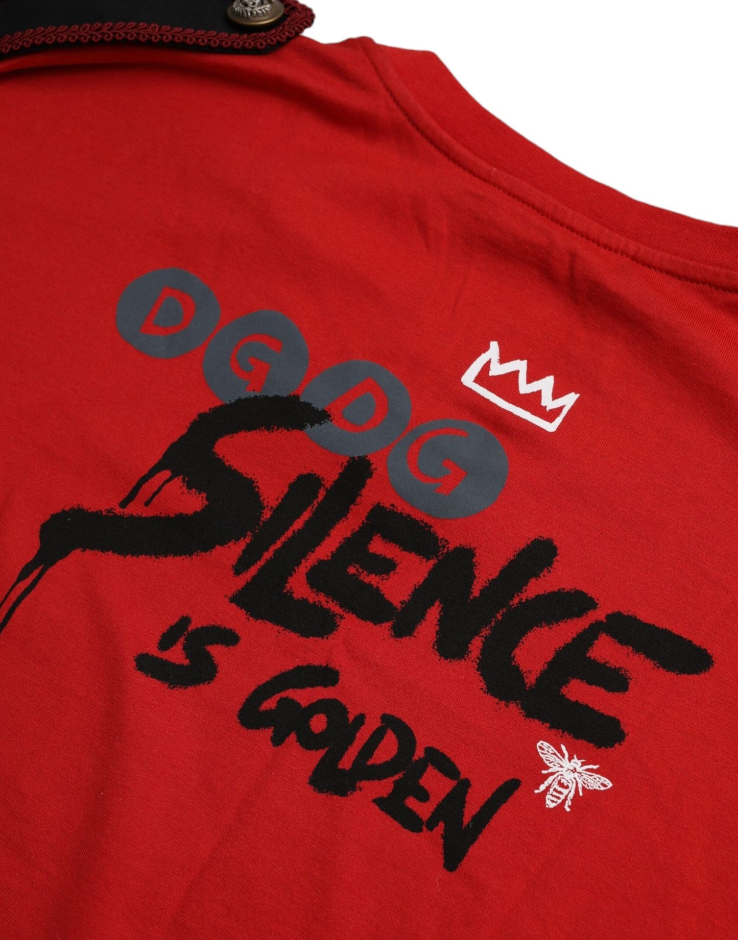 T-shirt girocollo con stampa grafica in cotone rosso Dolce &amp; Gabbana