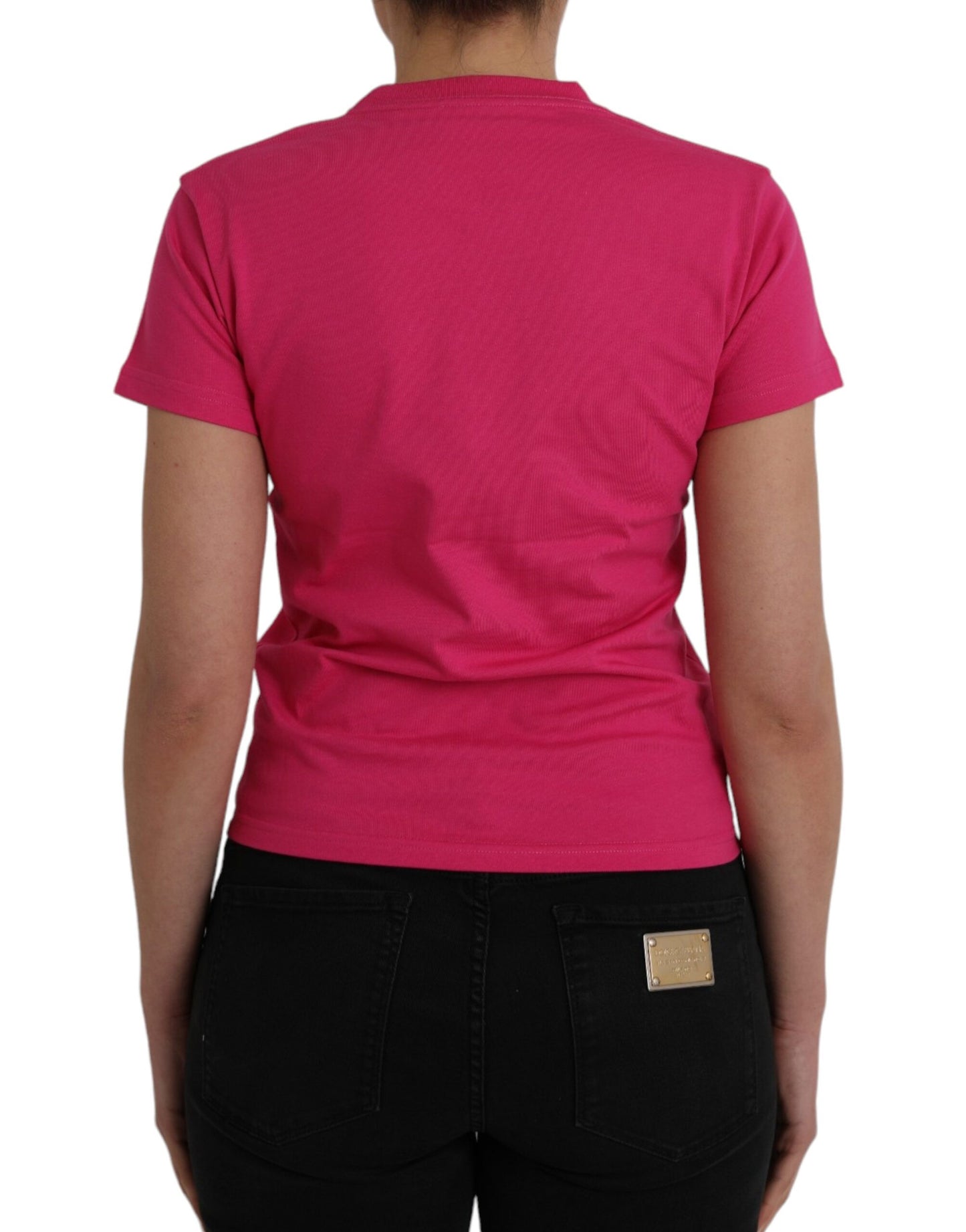 Maglietta a maniche corte con scollo rotondo in cotone rosa Balenciaga