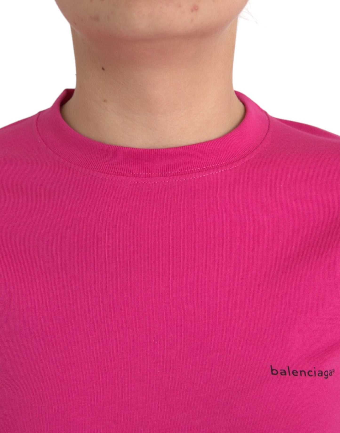 Maglietta a maniche corte con scollo rotondo in cotone rosa Balenciaga