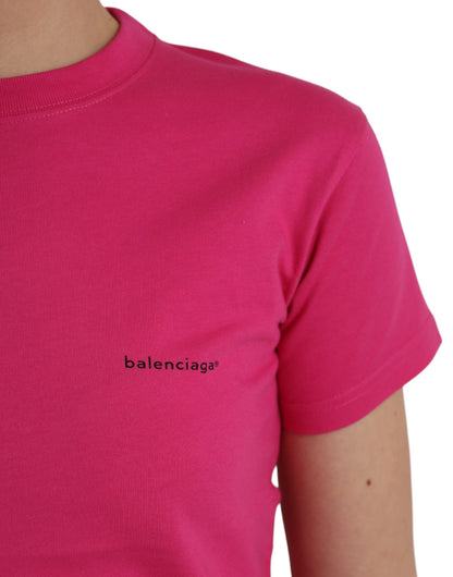 Maglietta a maniche corte con scollo rotondo in cotone rosa Balenciaga