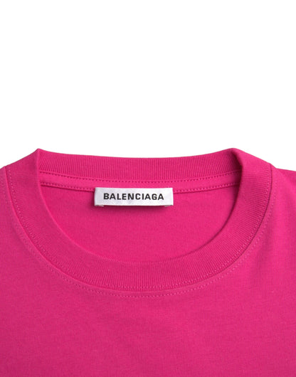 Maglietta a maniche corte con scollo rotondo in cotone rosa Balenciaga