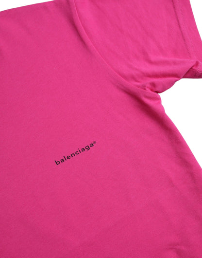 Maglietta a maniche corte con scollo rotondo in cotone rosa Balenciaga