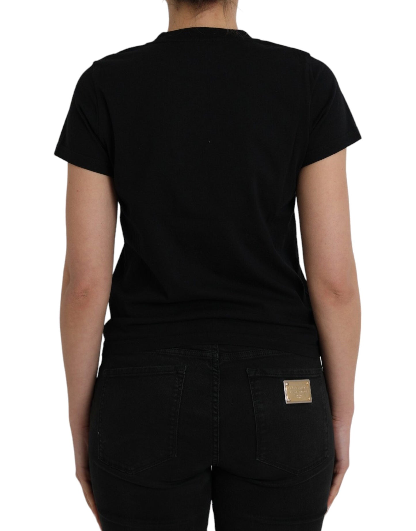 T-shirt a maniche corte con scollo rotondo e stampa logo Balenciaga in cotone nero