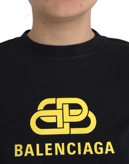 T-shirt a maniche corte con scollo rotondo e stampa logo Balenciaga in cotone nero