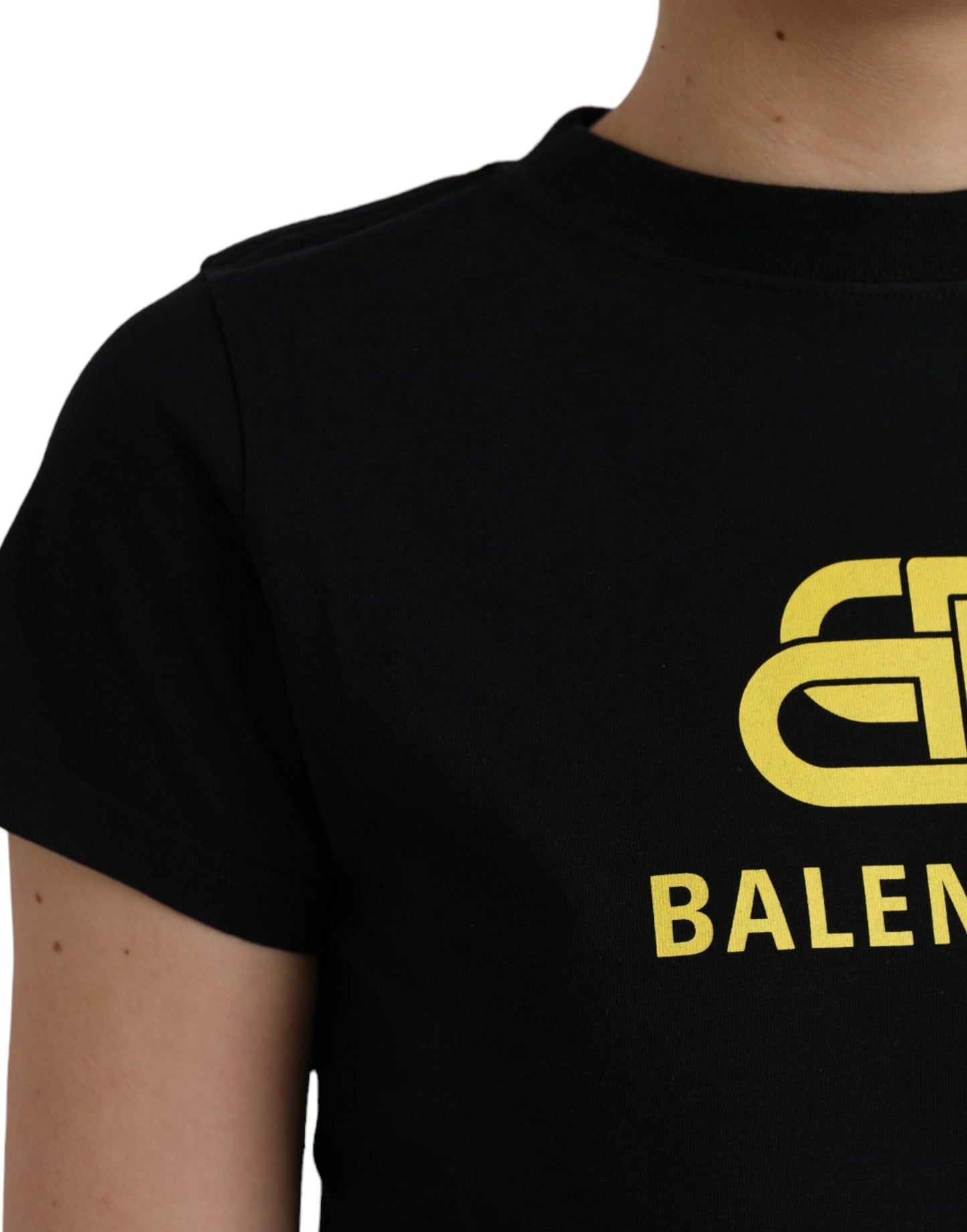 T-shirt a maniche corte con scollo rotondo e stampa logo Balenciaga in cotone nero