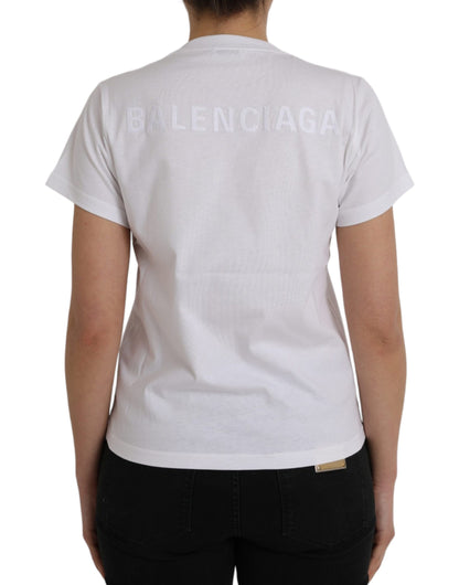 T-shirt a maniche corte con scollo rotondo in cotone bianco Balenciaga