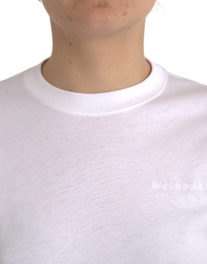 T-shirt a maniche corte con scollo rotondo in cotone bianco Balenciaga
