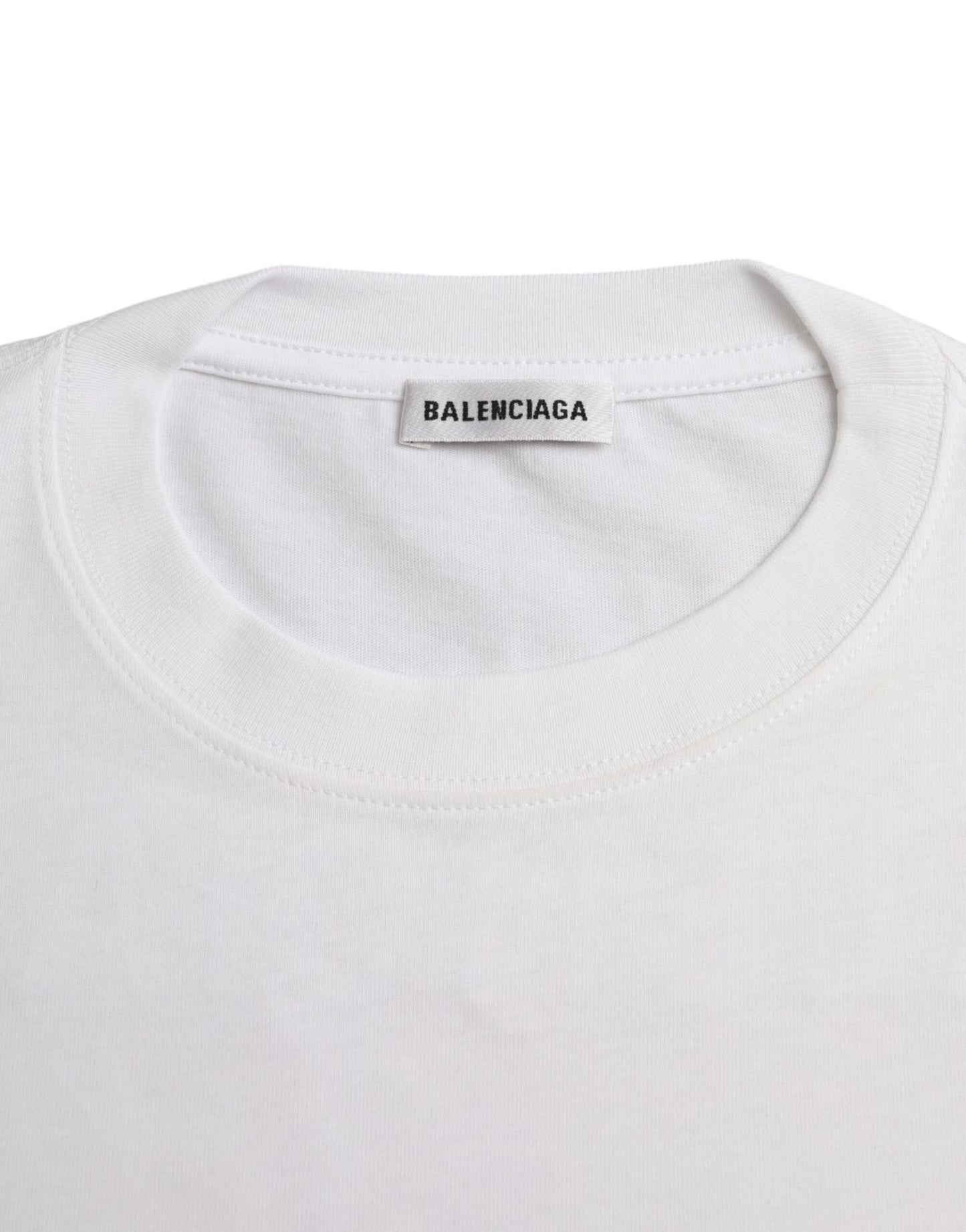 T-shirt a maniche corte con scollo rotondo in cotone bianco Balenciaga