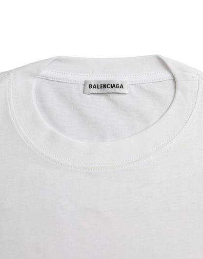 T-shirt a maniche corte con scollo rotondo in cotone bianco Balenciaga