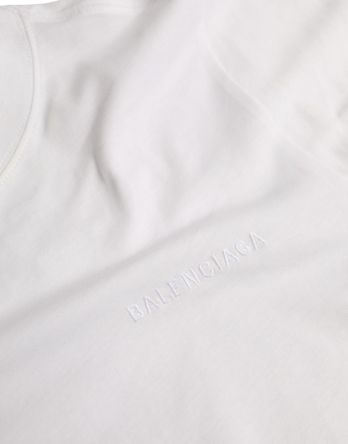 T-shirt a maniche corte con scollo rotondo in cotone bianco Balenciaga