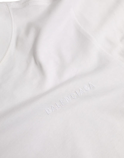 T-shirt a maniche corte con scollo rotondo in cotone bianco Balenciaga