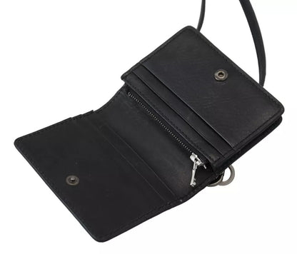 Portafoglio da donna Dolce &amp; Gabbana in pelle nera con tracolla a libro