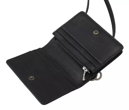 Portafoglio da donna Dolce &amp; Gabbana in pelle nera con tracolla a libro