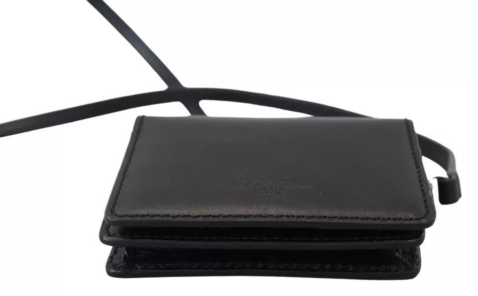 Portafoglio da donna Dolce &amp; Gabbana in pelle nera con tracolla a libro