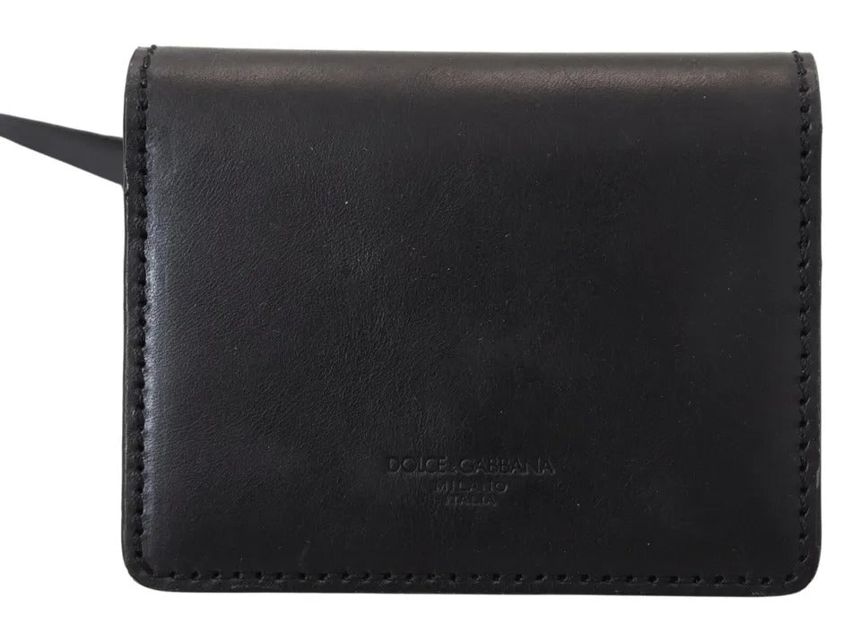 Portafoglio da donna Dolce &amp; Gabbana in pelle nera con tracolla a libro