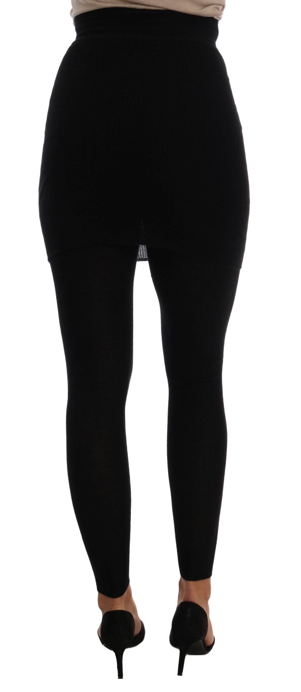 Calze elasticizzate in seta e cashmere nero Dolce &amp; Gabbana