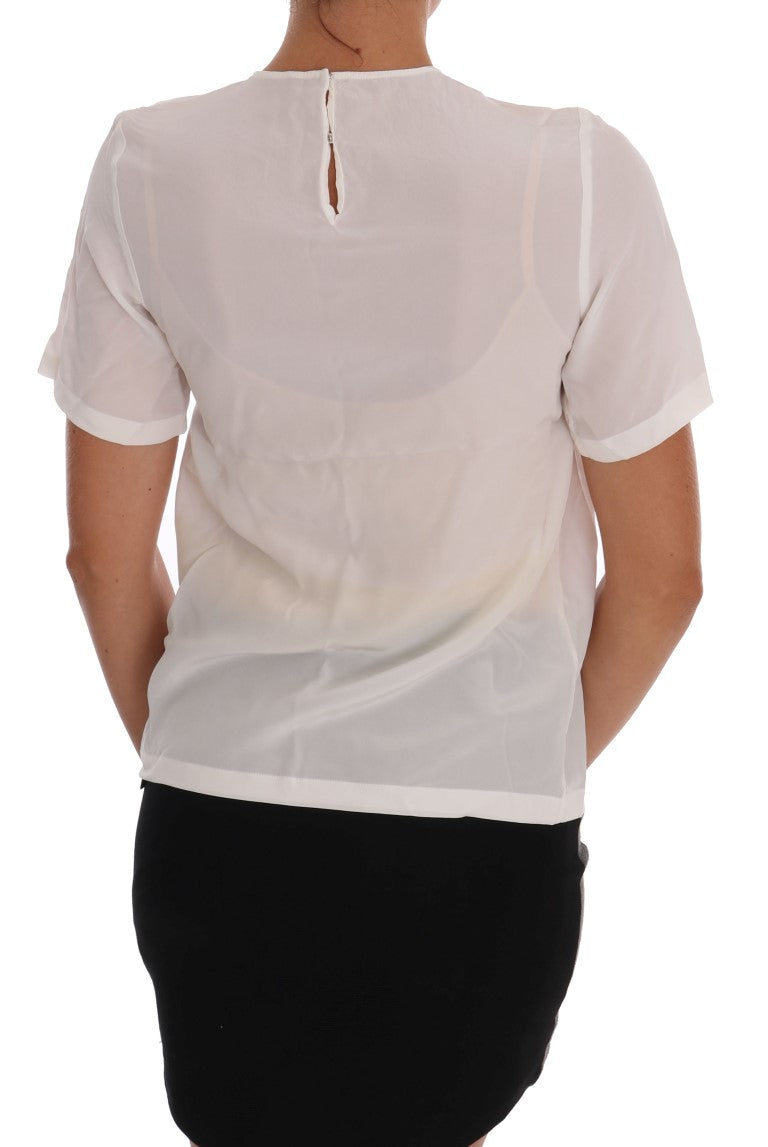 Dolce &amp; Gabbana Camicia in seta bianca ITALIA IS LOVE