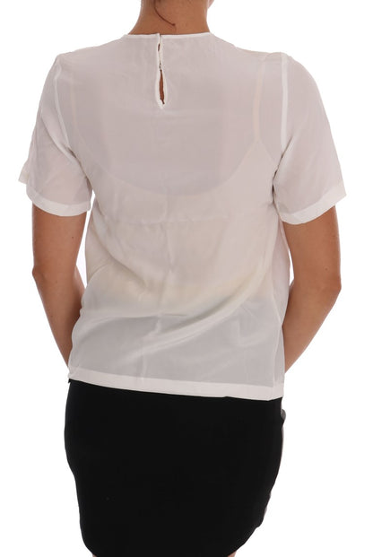 Dolce &amp; Gabbana Camicia in seta bianca ITALIA IS LOVE