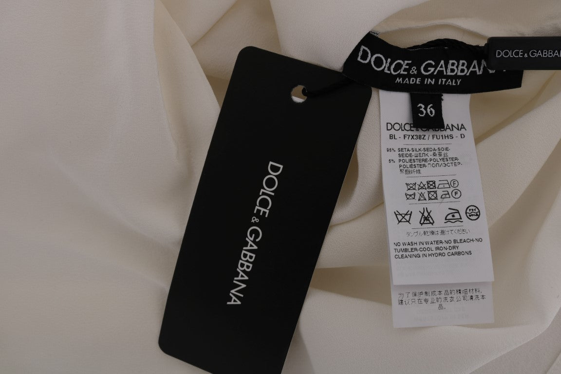 Dolce &amp; Gabbana Camicia in seta bianca ITALIA IS LOVE