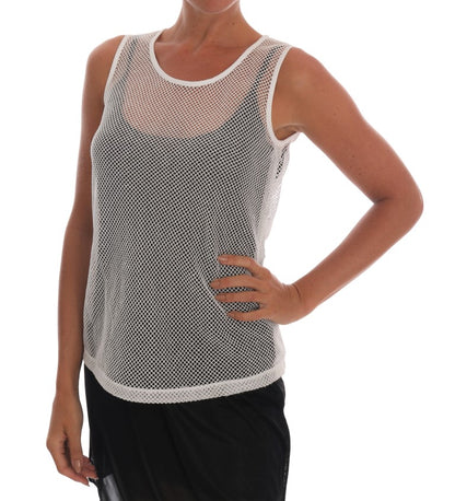 Dolce & Gabbana Canotta in rete bianca Top trasparente