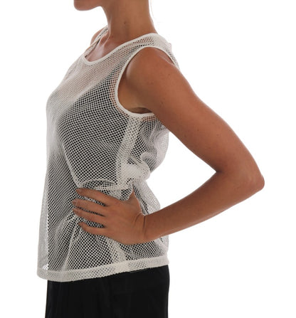 Dolce & Gabbana Canotta in rete bianca Top trasparente