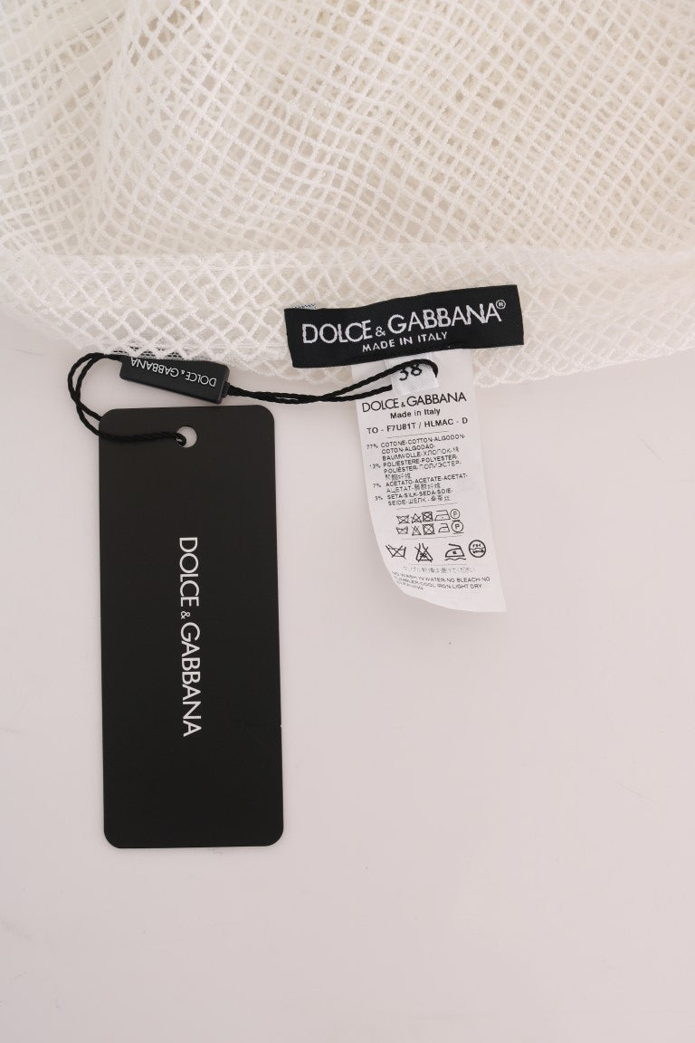 Dolce & Gabbana Canotta in rete bianca Top trasparente