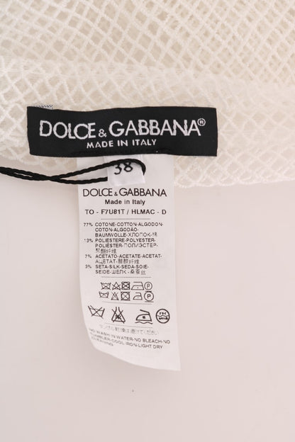 Dolce & Gabbana Canotta in rete bianca Top trasparente