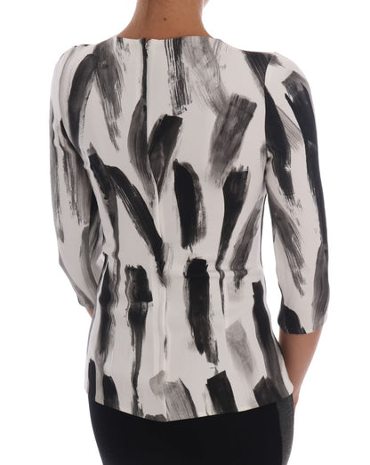 Dolce &amp; Gabbana Top blusa stampata a righe bianche e nere