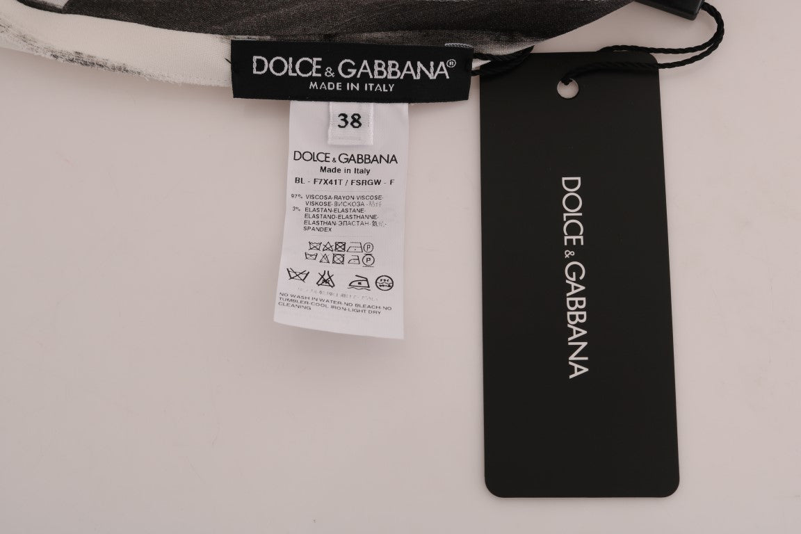 Dolce &amp; Gabbana Top blusa stampata a righe bianche e nere