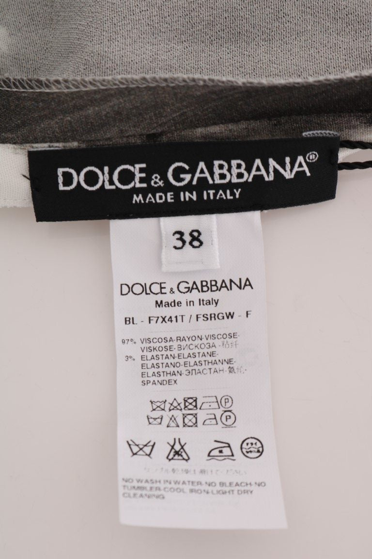 Dolce &amp; Gabbana Top blusa stampata a righe bianche e nere
