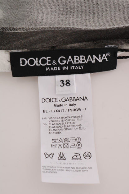 Dolce &amp; Gabbana Top blusa stampata a righe bianche e nere