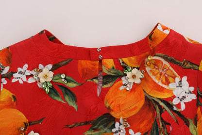 Blusa Dolce &amp; Gabbana con stampa arancione e cristalli