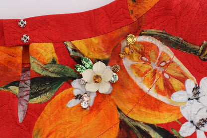 Blusa Dolce &amp; Gabbana con stampa arancione e cristalli