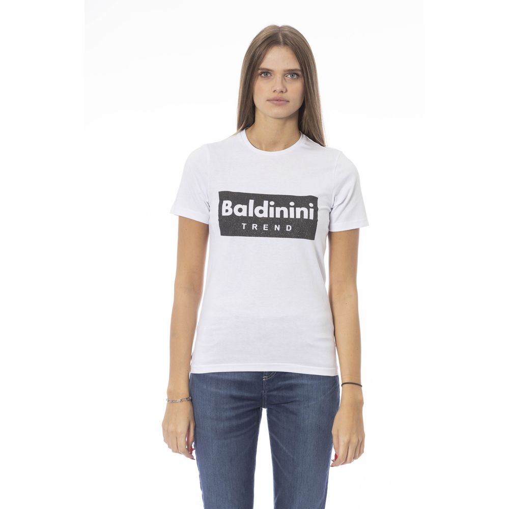 T-shirt da donna in cotone bianco Baldinini Trend