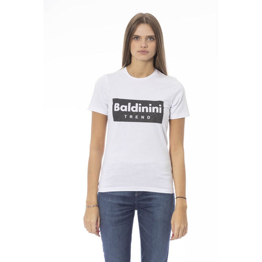 T-shirt da donna in cotone bianco Baldinini Trend