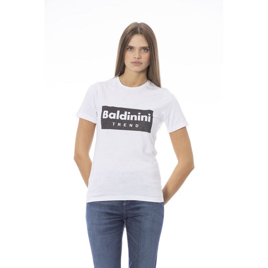 T-shirt da donna in cotone bianco Baldinini Trend