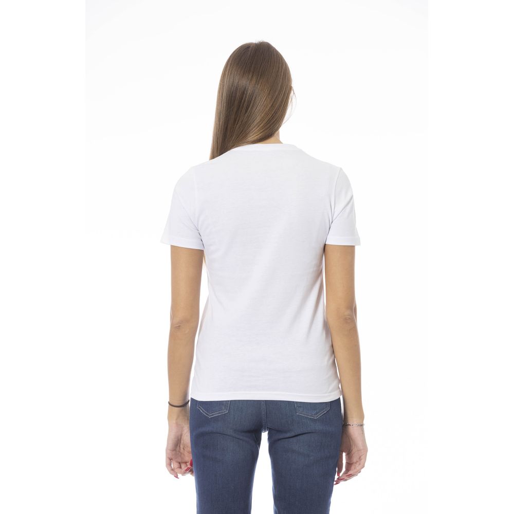 T-shirt da donna in cotone bianco Baldinini Trend