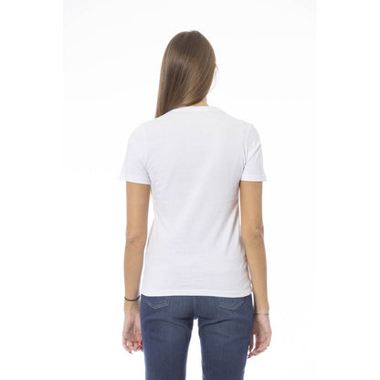 T-shirt da donna in cotone bianco Baldinini Trend
