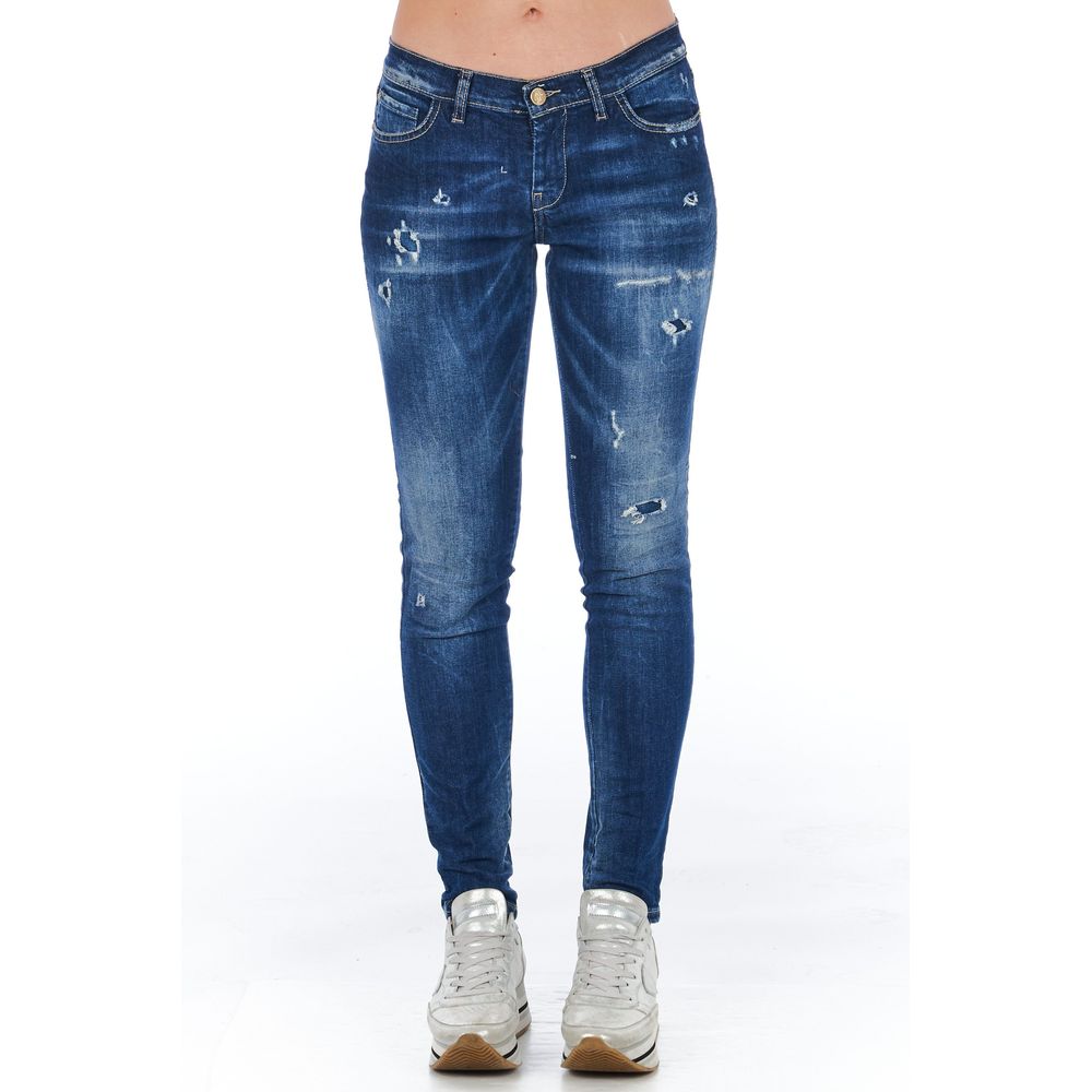 Jeans da donna in cotone blu Frankie Morello