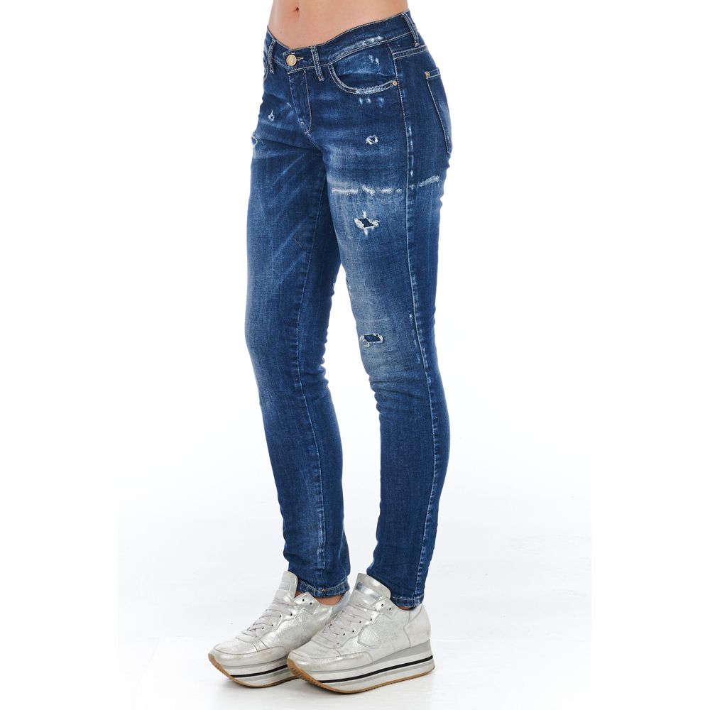 Jeans da donna in cotone blu Frankie Morello