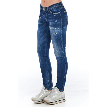 Jeans da donna in cotone blu Frankie Morello