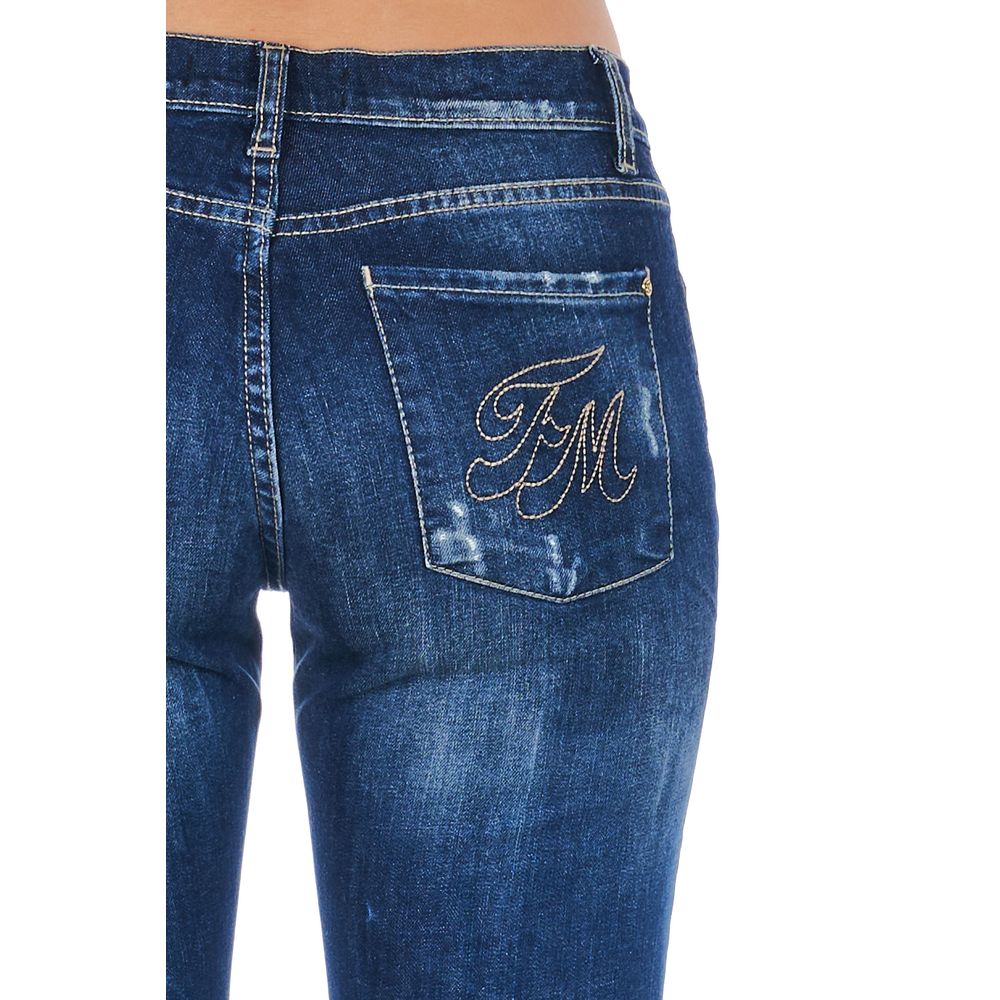 Jeans da donna in cotone blu Frankie Morello