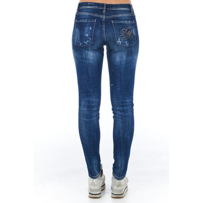 Jeans da donna in cotone blu Frankie Morello