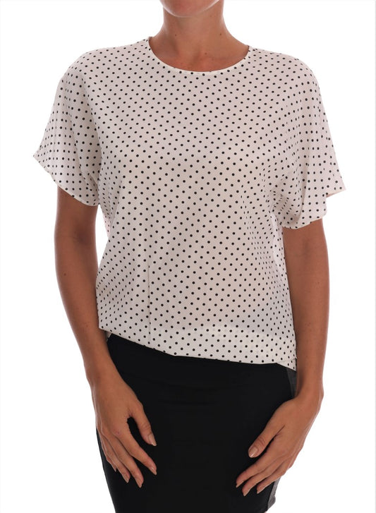 Dolce &amp; Gabbana T-shirt in seta bianca a pois