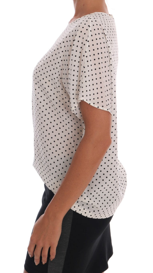 Dolce &amp; Gabbana T-shirt in seta bianca a pois