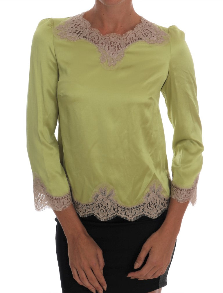 Dolce &amp; Gabbana Top in seta elasticizzata verde